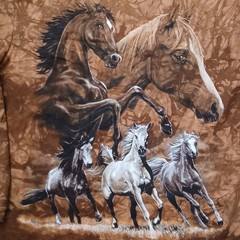 Vtg Back To Earth Nature Wear T Shirt Mens Large Brown Tie Dye Horses USA NWT