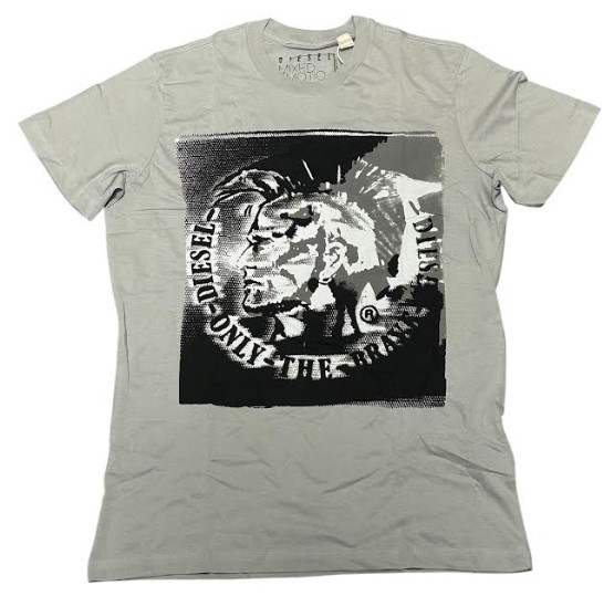 Vintage Y2K $58 DIESEL Light Grey MOHICAN Short Sleeve Slim Fit Designer T-shirt