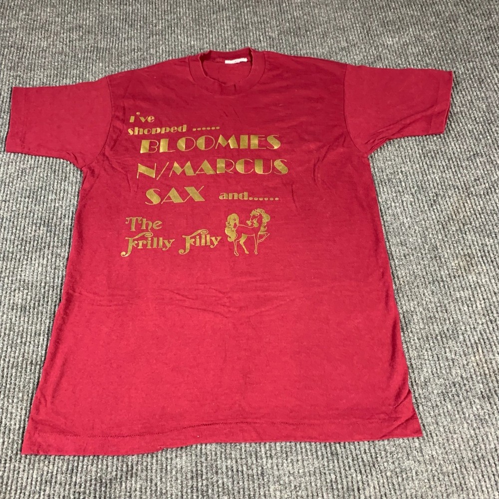 VTG T Shirt Adult Medium Red Single Stitch Shopping The Frilly Filly Sax Marcus
