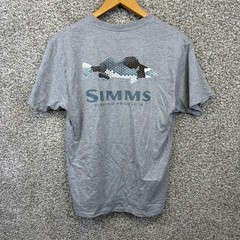 Simms Shirt Mens Small Gray Walleye Hex Flo Camo Fishing Graphic Outdoors Tee