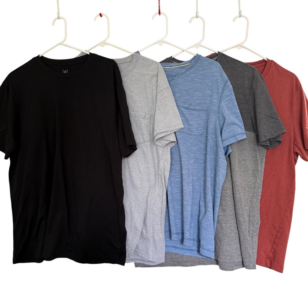 Lot 5 Mens Pocket T Shirts L Short Slv Solid Casual Basics Gym Workout Outdoors