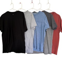Lot 5 Mens Pocket T Shirts L Short Slv Solid Casual Basics Gym Workout Outdoors