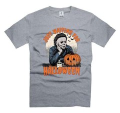 Mens Halloween t-shirt Michael Myers Shirt Just Waiting For Halloween Shirt