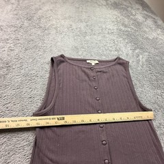 Madewell Ribbed Button Front Tank Top Vest Womens S Gray Cotton Blend Sleeveless