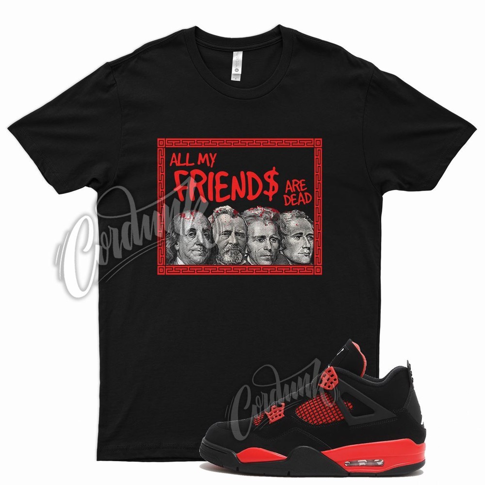 Black FRIENDS T Shirt for Air J1 4 Red Thunder Gym Varsity Iconic 1 14