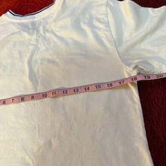 Polo Ralph Lauren V Neck White Top Navy Collar Large