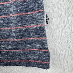 Levi’s Henley Shirt Men XL Blue Grey Striped Short Sleeve Marled Casual 3-Button