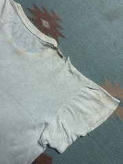Vintage 1940s 50s blank white t shirt soft cotton distressed boxy large