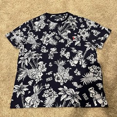 Polo Ralph Lauren T-Shirt Mens Size XL Navy Blue Hawaiian Polo Bear Tee