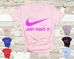 Just Fight It TShirt, PINK Ribbon Shirt, Breast Cancer Shirt, Mom Shirt, October
