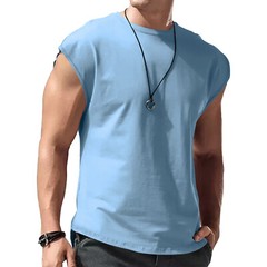 Mens Casual Sleeveless T-Shirt Solid Color Vest Tank Tops for Vacation Travel