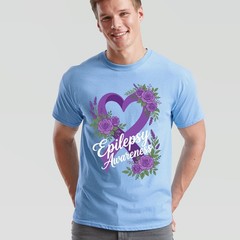Epilepsy Awareness Heart Ribbon Floral Mens T-Shirt Womens Tee Graphic Support