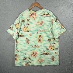 Polo Ralph Lauren Hawaiian Shirt Mens 2XL Green Hula Girl Surf Bear Tropical Tee