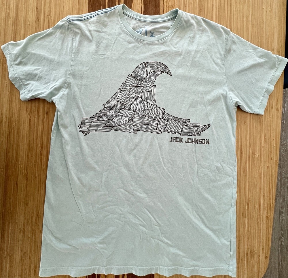 Vtg 2005 Jack Johnson To The Sea Surf Tee-Shirt Mens L Light Blue Organic Cotton