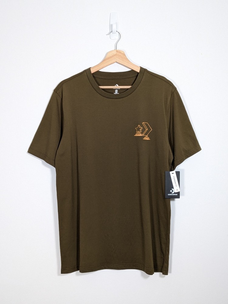 Converse Holiday Skate Tee Graphic Print Short Sleeve T-shirt Medium Khaki