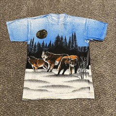 Vintage Wolf T shirt Size M 90s All Over Print Nature – Pre-owned