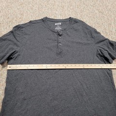 Duluth Trading Co Shirt Mens XL Gray Henley Organic Cotton Short Sleeve Work
