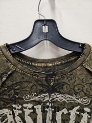 Affliction Dead Or Alive Shirt Men’s Large Copper Crewneck Beaded Rockabilly