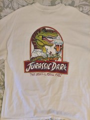 Jurassic Dark Beer Men’s XXL T-Rex Dinosaur Catalina Island Graphic White Tee
