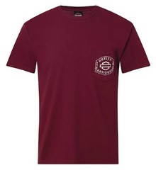 Harley-Davidson Men’s Captain Short Sleeve Chest Pocket Cotton T-Shirt, Maroon