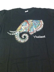 3D Elephant Print Thailand Black T Shirt Souvenir Size Large new