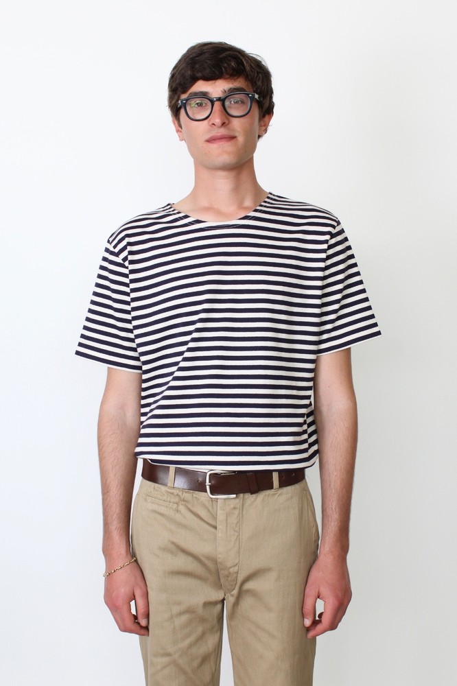 Army Telnyashka Striped Cotton Short Sleeve T-Shirt Russian Navy Blue Large