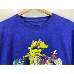 Nickelodeon Cartoon Characters Shirt Men’s XL 48 Chest Blue Rugrats Ren Stimpy