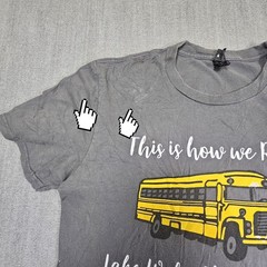 Anvil Lightweight Mens T-shirt Gray Bus Design Size Medium