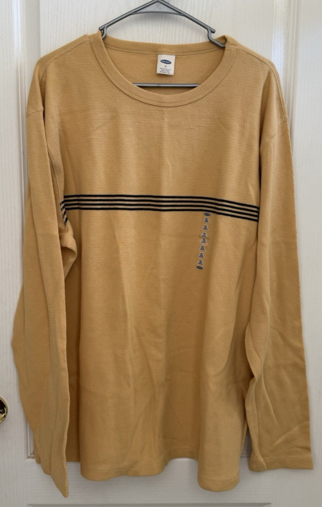 Vintage Old Navy Thermal Waffle Knit Yellow Shirt Men’s Size XL Y2K Grunge NWT