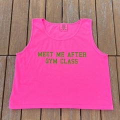 MEET ME AFTER GYM CLASS 3D Puff Logo Custom print men neon pink crop tank top