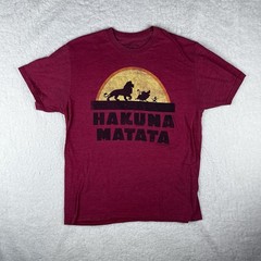 Disney Adult Large Red Graphic Tshirt Lion King Hakuna Matata Simba Pumba Timon
