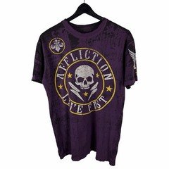 Mens Y2K Affliction Love Fist Grunge Punk Reversible Purple Shirt Size L