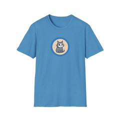 Blue Moon Grey Cat Illustration T-Shirt | Lunar Cat Graphic