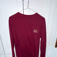 Vineyard Vines Burgundy Whale Logo Pocket Long Sleeve Crew Neck Tee XL