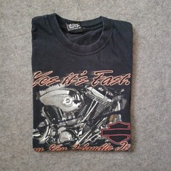 Vtg Harley Davidson T Shirt Mens Black L Logo Pat Rogers Speedway Motorcycle Y2K