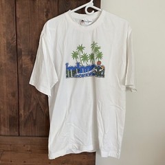 VTG 90s Tshirt Mens Large Indonesia Graphic Tee White Y2K Grunge Retro
