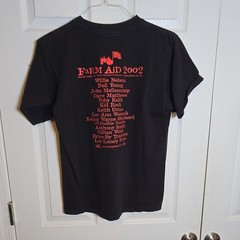 Aloré Farm Aid 2002 Double-Sided Graphic Logo T-Shirt Mens M Black Crew Neck Y2K