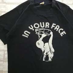 Vintage 80s In Your Face Basketball Slam Dunk Retro Single Stitch T-Shirt Mens S