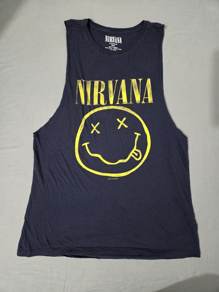 Nirvana shirt small sleveless navy blue fits like a large mens