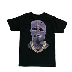 Nova Men No Face Or Case T-Shirt Mask Gold Chain Short Sleeve Tee Black Medium