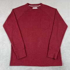 The Normal Brand Shirt Mens Large Red Crewneck Long Sleeve Chest Pocket Heavy