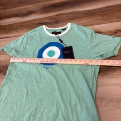 Ben Sherman Target Logo T-Shirt Mens M Absinthe Green Cotton Blend Ringer Tee