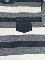 CSG Mens T-Shirt Black-Gray Striped Crew Neck Pocket Short Sleeve Size XL