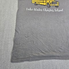 Anvil Lightweight Mens T-shirt Gray Bus Design Size Medium