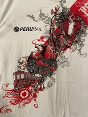 Peru Rail White Graphic Shirt Size XL Frutiger Metro Passenger Train Inca Empire