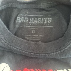 BAD HABITS t-shirt featuring an anime graphic, black, men’s size S inv23