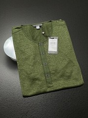 John Varvatos Collection Luxury Henley – Mercerized Linen – Raw Edges – Vtg 2020