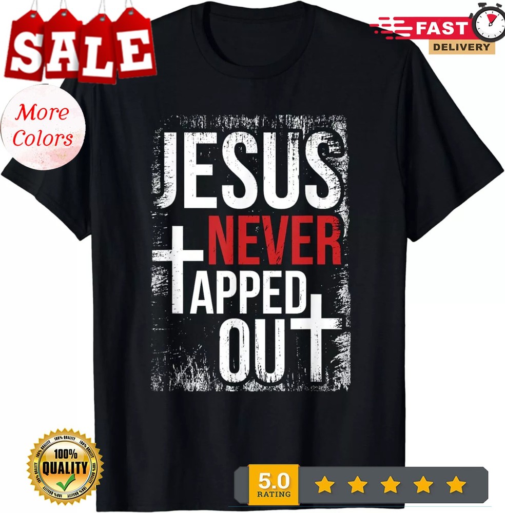 2025/NEW LIMITED Jesus Never Tapped Out Christian Wrestling Faith Tee T-Shirt S-