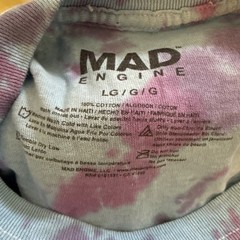 Mad Engine Smile T Shirt L Large Blue Tie Dye Groovy Funky Double Face Cotton