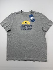 Life Is Good Shirt Mens Large Gray Dog Snack Watching You Graphic Tee Funny